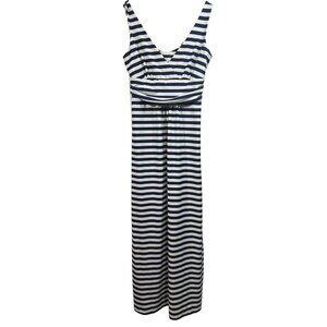 Jude Connally Penelope Maxi Dress Navy Blue White Coastal Stripe Small Casual